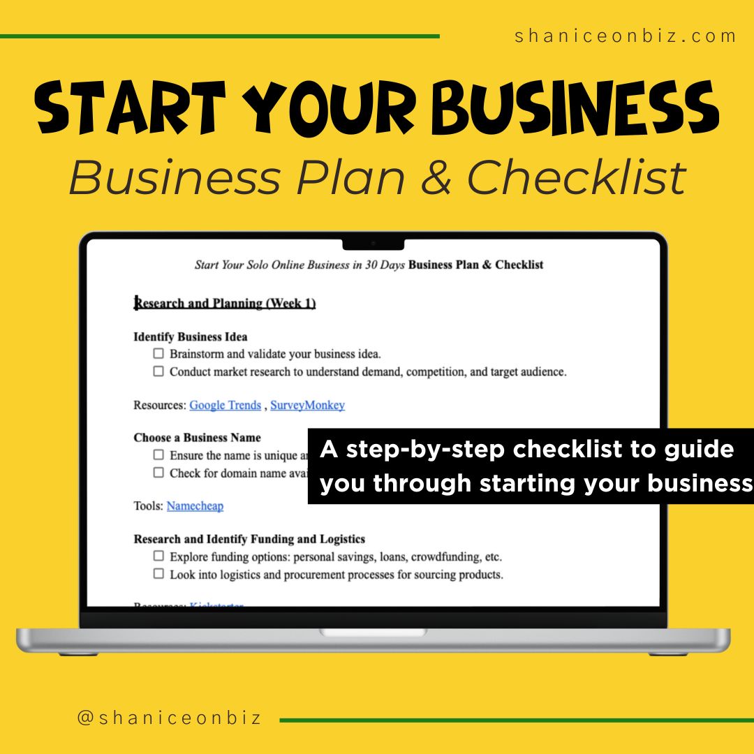 Start Your Business Checklist & Business Plan Template