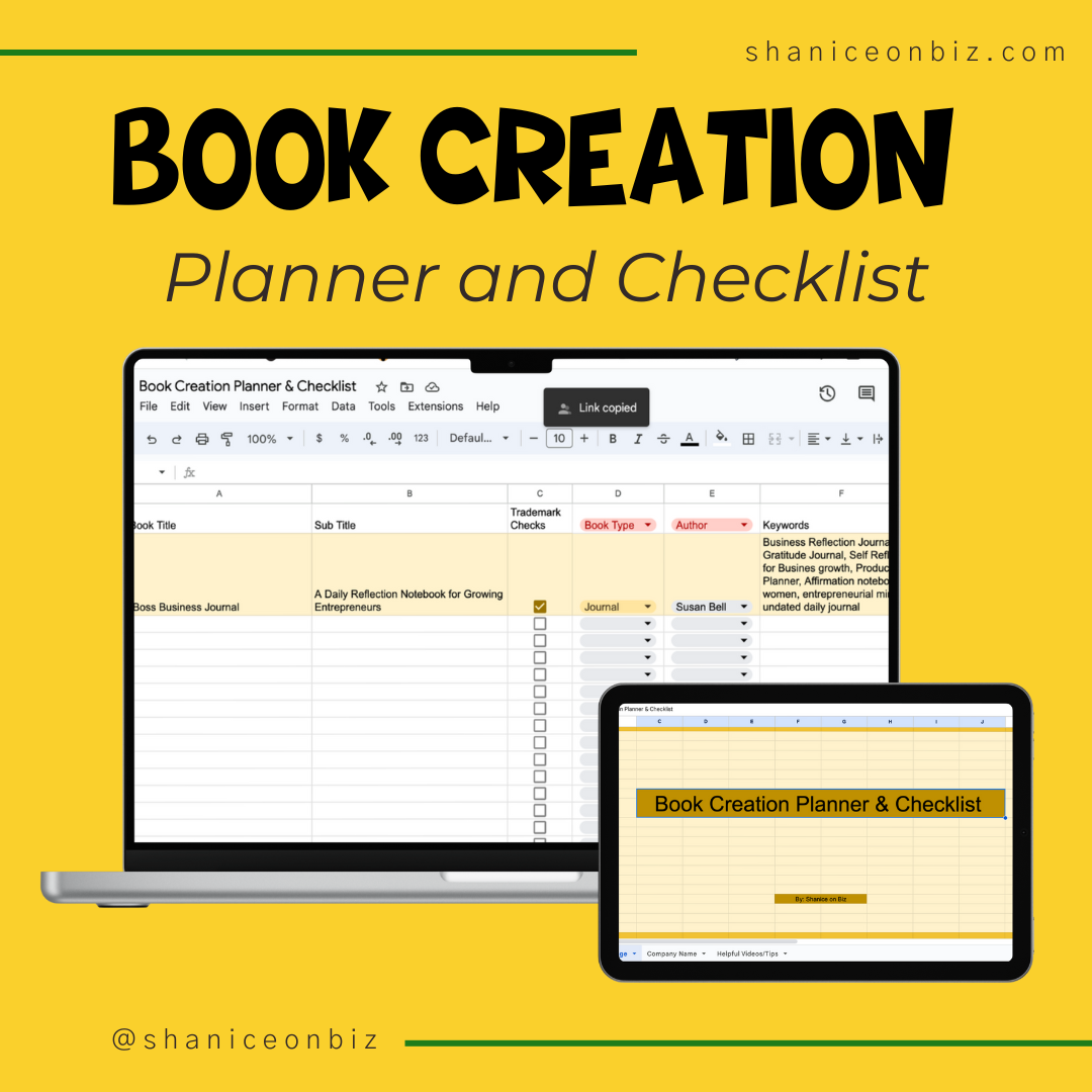 Book Creation Planner and Checklist