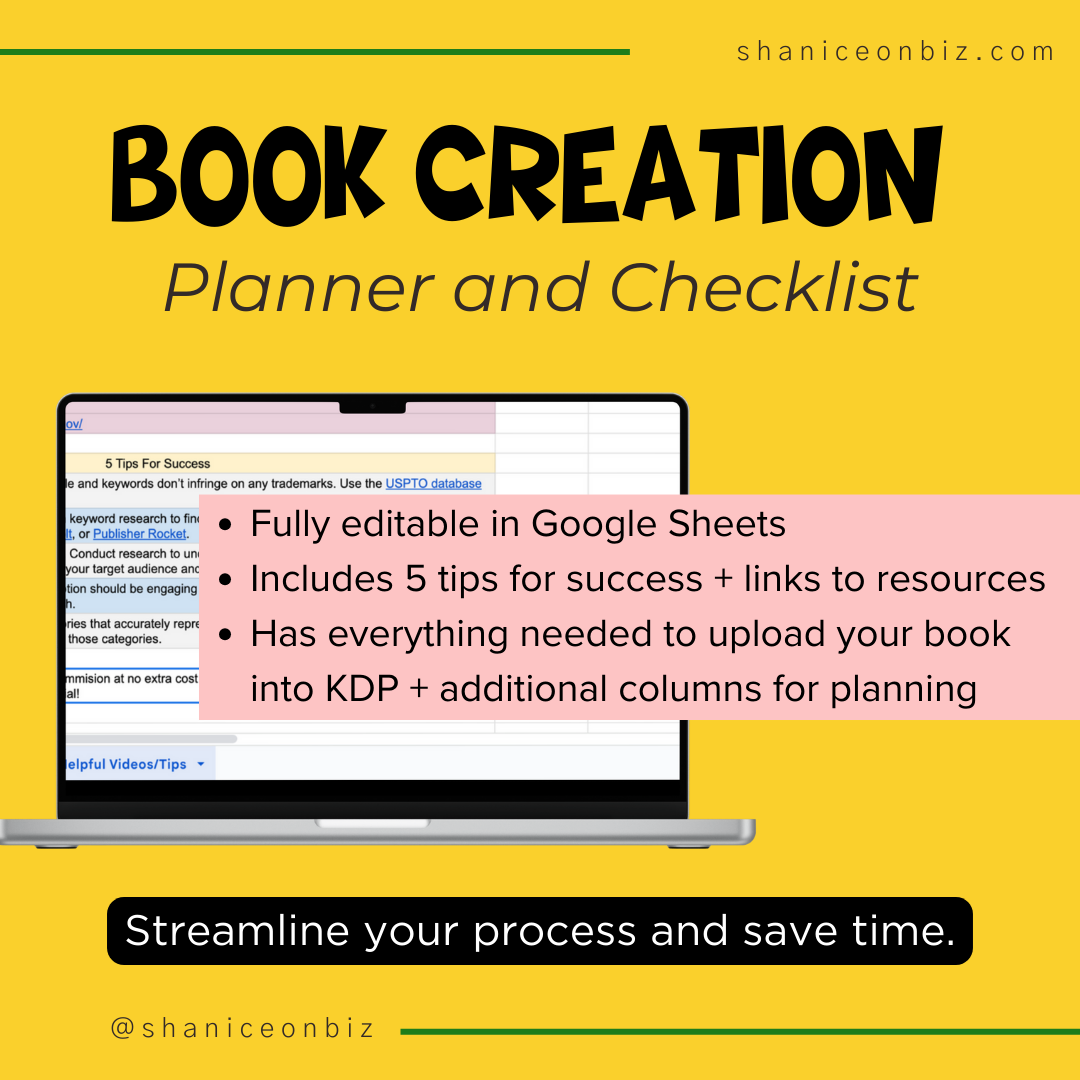 Book Creation Planner and Checklist